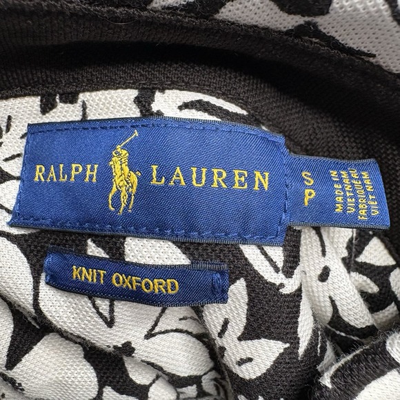 Ralph Lauren Women's Small Brown Knit Oxford Floral Long Sleeve Dress Shirt - Picture 6 of 6